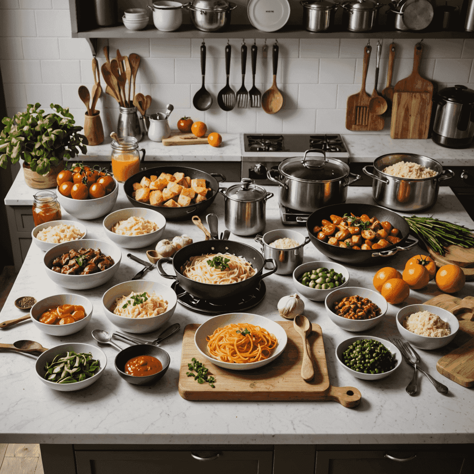 A virtual kitchen in xboxpsvacation with basic cooking utensils and ingredients laid out on a counter, ready for a beginner chef to start their culinary journey.